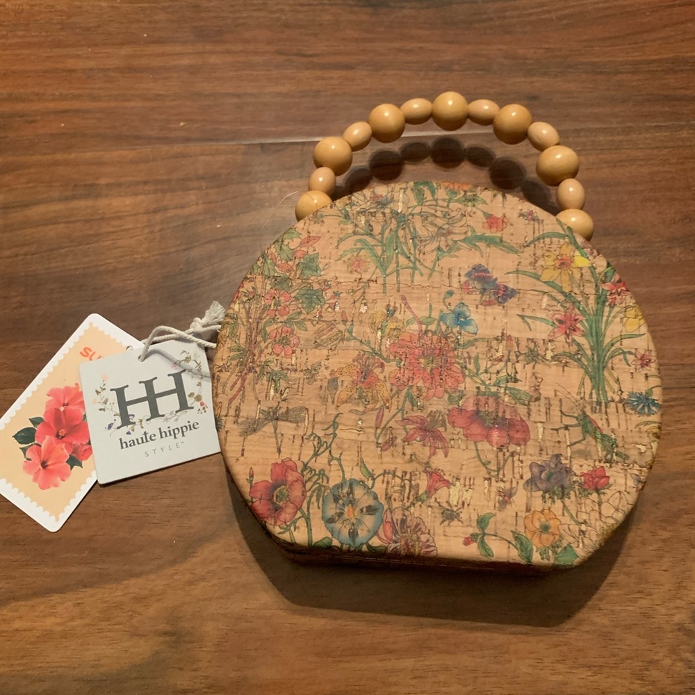 Haute Hippie Cork Handbag with Floral Print